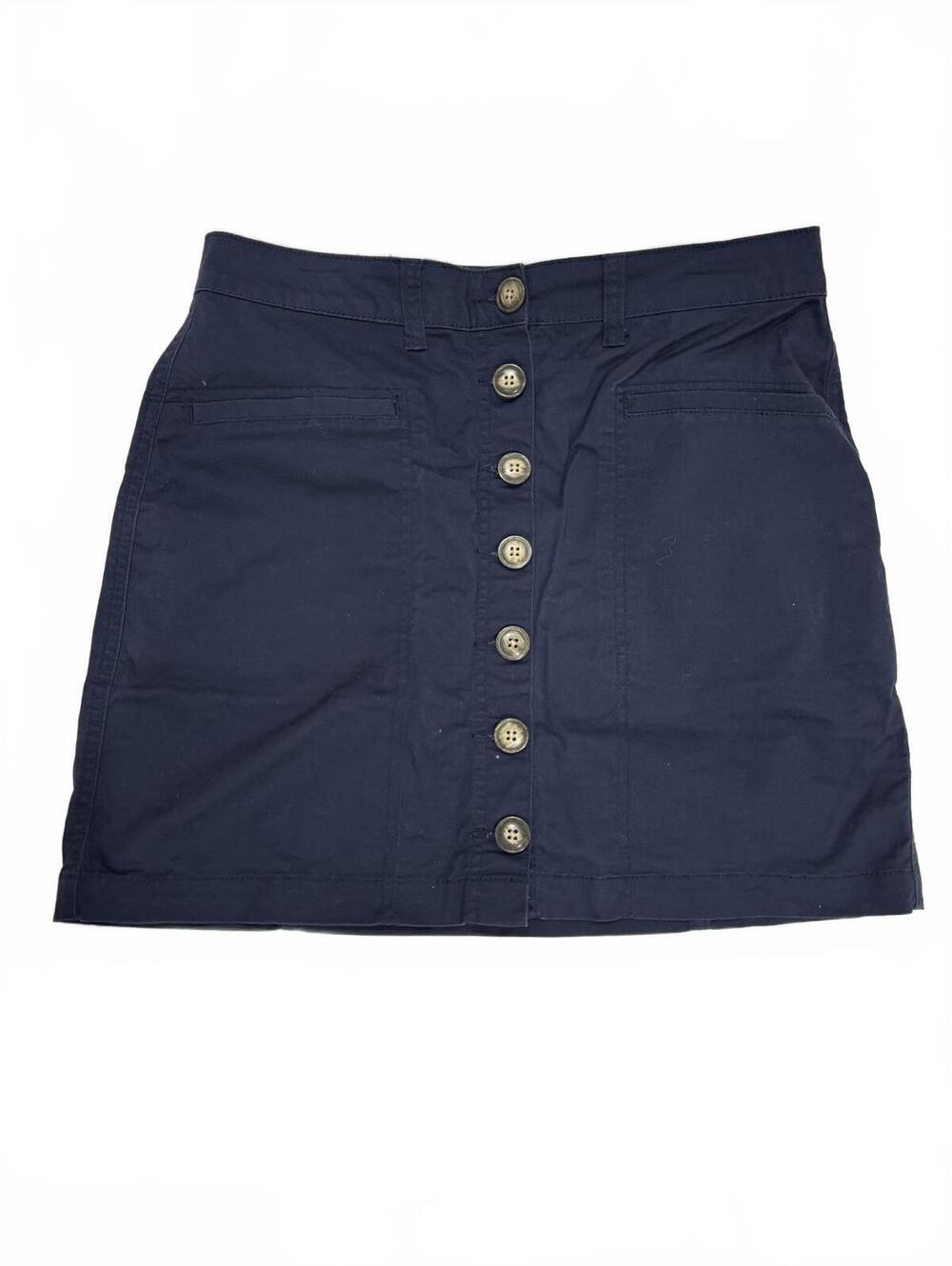 Copper Key Navy Blue Button Front Mini Skirt Women's Medium Cotton Blend